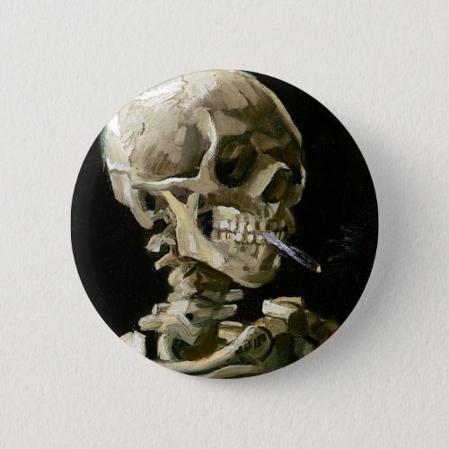 Vincent van Gogh Smoking Skeleton Button