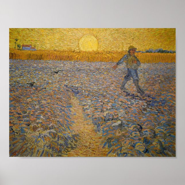 Vincent Van Gogh Sower at Sunset Art Painting Poster (Front)