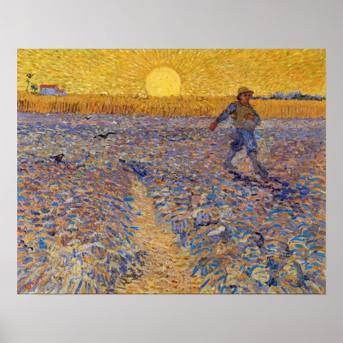 Vincent van Gogh _ Sower with Setting Sun Poster