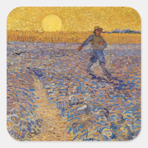 Vincent van Gogh _ Sower with Setting Sun Square Sticker