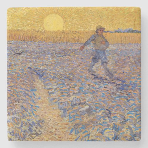 Vincent van Gogh _ Sower with Setting Sun Stone Coaster
