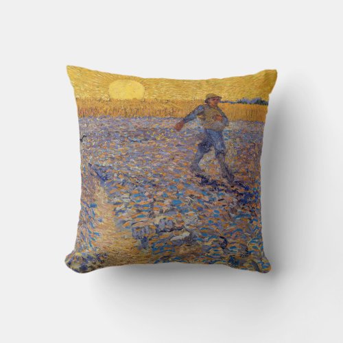Vincent van Gogh _ Sower with Setting Sun Throw Pillow