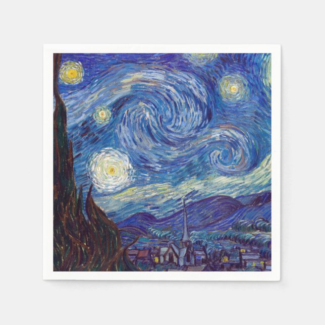VINCENT VAN GOGH - Starry night 1889 Paper Napkins (Front)