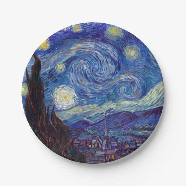 VINCENT VAN GOGH - Starry night 1889 Paper Plates (Front)