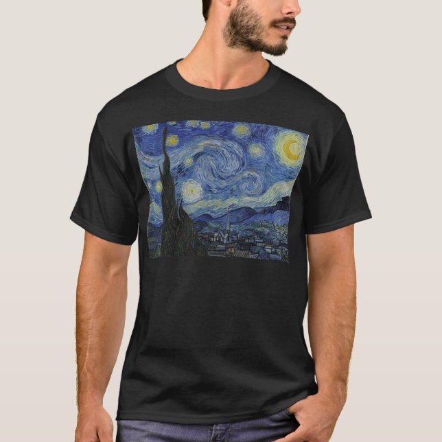 Vincent Van Gogh - Starry Night. Art Painting T-Shirt (Front)