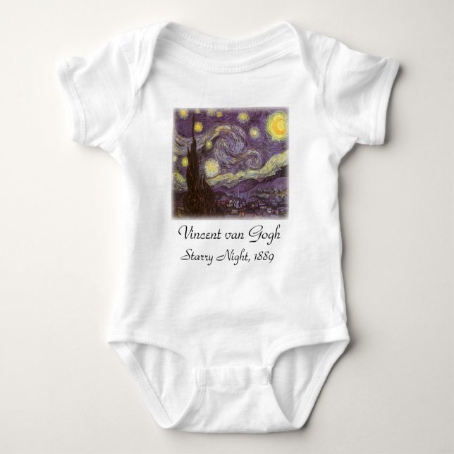Vincent van Gogh - Starry Night Baby Bodysuit (Front)