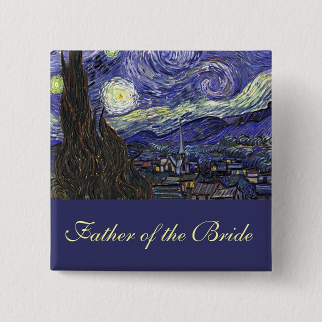 Vincent van Gogh, Starry Night Button (Front)