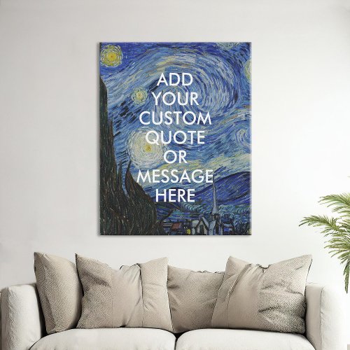 Vincent Van Gogh Starry Night Custom Quote Faux Canvas Print
