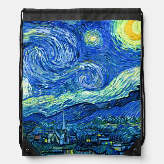 vincent van gogh starry night drawstring bag (Front)