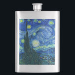vincent van gogh starry night flask<br><div class="desc">Van Gogh's famous painting,  "The Starry Night." Painted during his stay at the Saint Remy asylum in the 1880's,  van Gogh depicted the rolling hills and cypress trees he saw from his window.  Digitally enhanced by PixDezines.  Copyright © 2008-2016 PixDezines.com™ and PixDezines™ on zazzle.com. All rights reserved.</div>