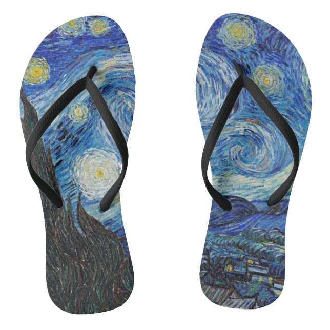 Vincent van Gogh, Starry Night Flip Flops (Footbed)