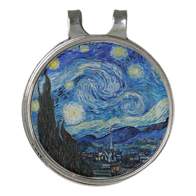 Vincent van Gogh, Starry Night Golf Hat Clip (Front)