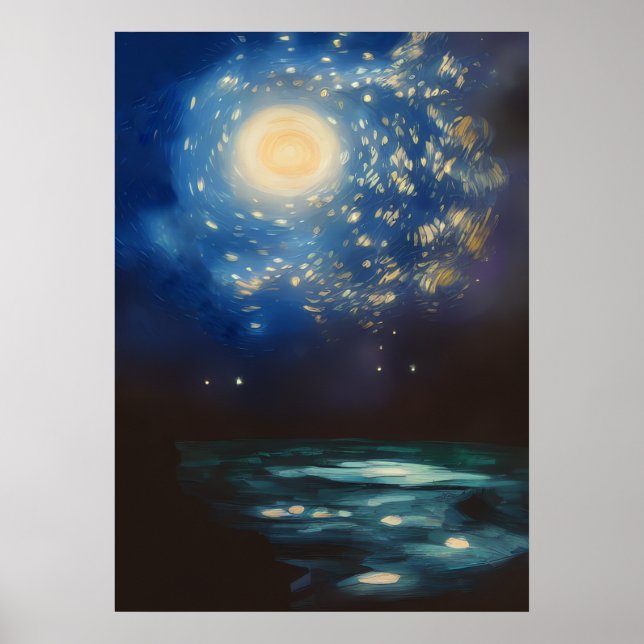 Vincent Van Gogh Starry Night in the Ocean Poster (Front)