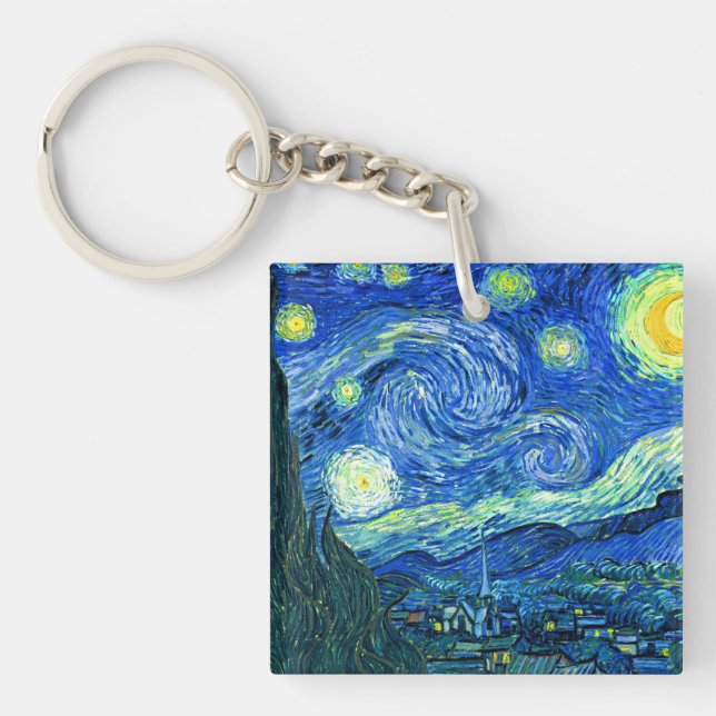vincent van gogh starry night keychain (Front)
