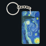 vincent van gogh starry night keychain<br><div class="desc">Van Gogh's famous painting,  "The Starry Night." Painted during his stay at the Saint Remy asylum in the 1880's,  van Gogh depicted the rolling hills and cypress trees he saw from his window.  Digitally enhanced by PixDezines.  Copyright © 2008-2016 PixDezines.com™ and PixDezines™ on zazzle.com. All rights reserved.</div>
