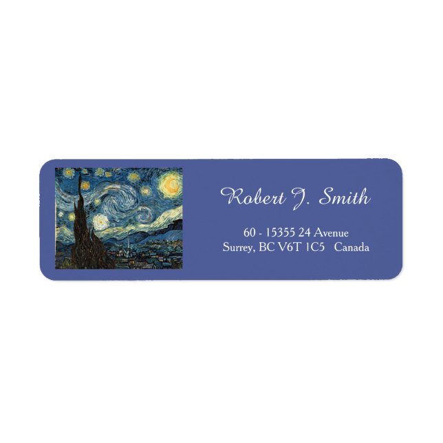 Vincent van Gogh, Starry Night Label (Front)