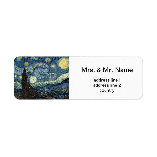 Vincent van Gogh Starry Night Label