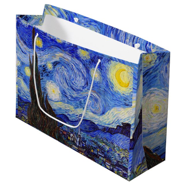 Vincent van Gogh," Starry night" Large Gift Bag (Front Angled)