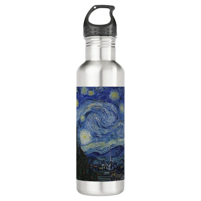 Vincent Van Gogh Starry Night Masterpiece  Stainless Steel Water Bottle (Front)