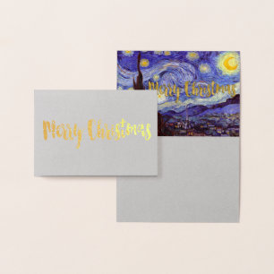 Vincent Van Gogh Starry Night Merry Christmas Gold Foil Card