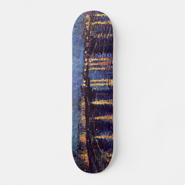 Vincent Van Gogh - Starry Night on Rhone Skateboard Deck (Front)