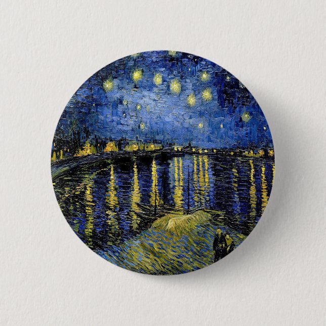 Vincent Van Gogh Starry Night Over The Rhone 1888 Button (Front)