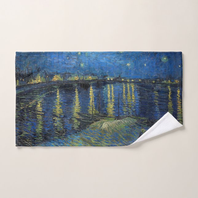 Vincent van Gogh - Starry Night Over the Rhone Bath Towel Set (Hand Towel)