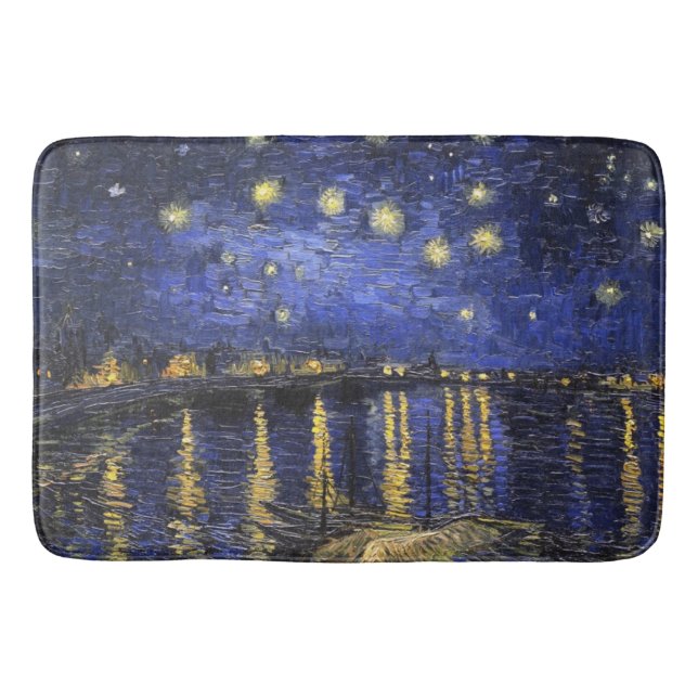 Vincent Van Gogh Starry Night Over The Rhone Bathroom Mat (Front)