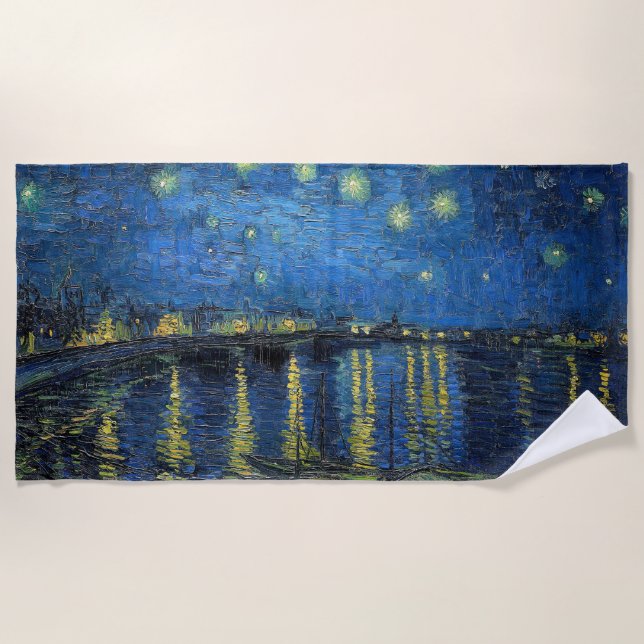 Vincent van Gogh - Starry Night Over the Rhone Beach Towel (Front)
