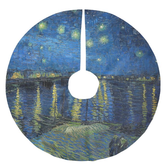 Vincent van Gogh - Starry Night Over the Rhone Brushed Polyester Tree Skirt (Front)