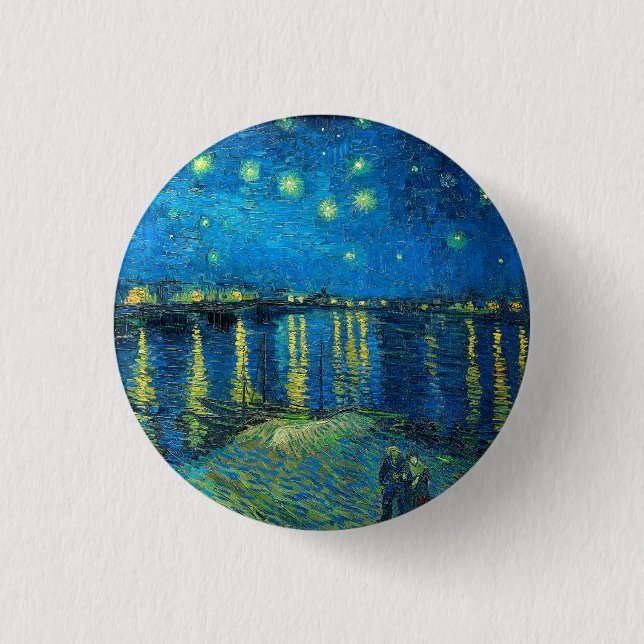 Vincent Van Gogh Starry Night Over The Rhone Button (Front)