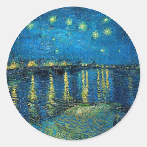 Vincent Van Gogh Starry Night Over the Rhone Classic Round Sticker
