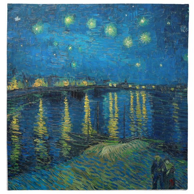 Vincent Van Gogh Starry Night Over the Rhone Cloth Napkin (Front)