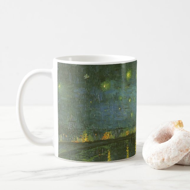 Vincent van Gogh - Starry Night Over the Rhone Coffee Mug (With Donut)