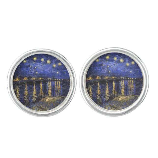 Vincent Van Gogh Starry Night Over The Rhone Cufflinks (Front)