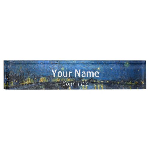 Vincent van Gogh _ Starry Night Over the Rhone Desk Name Plate