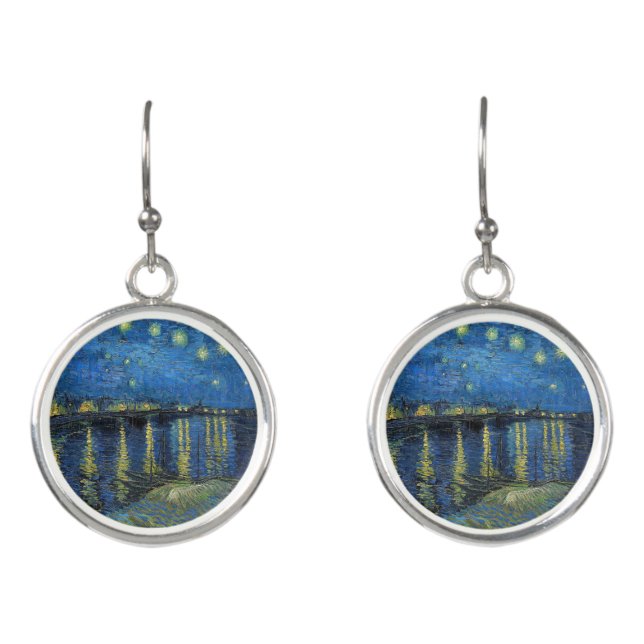 Vincent van Gogh - Starry Night Over the Rhone Earrings (Front)
