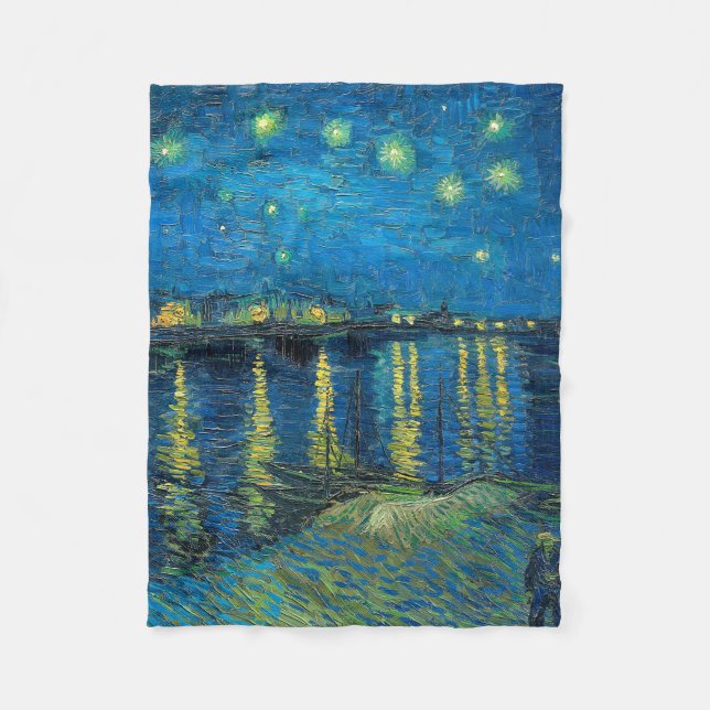 Vincent Van Gogh Starry Night Over the Rhone Fleece Blanket (Front)