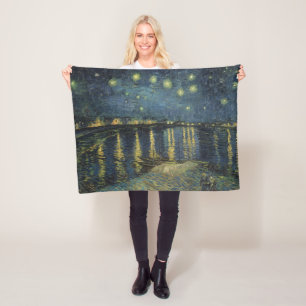 Vincent van Gogh   Starry Night Over the Rhone Fleece Blanket