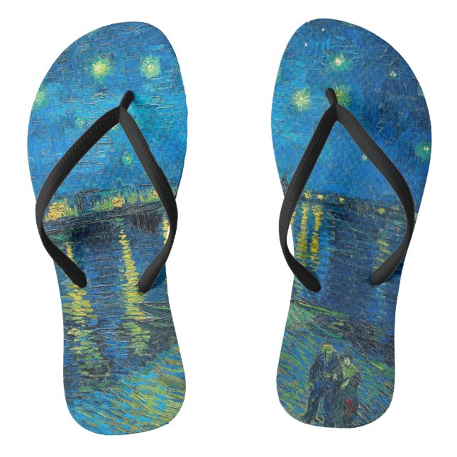 Vincent Van Gogh Starry Night Over The Rhone Flip Flops (Footbed)
