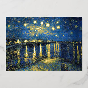 Vincent van Gogh - Starry Night Over the Rhone Foil Holiday Card
