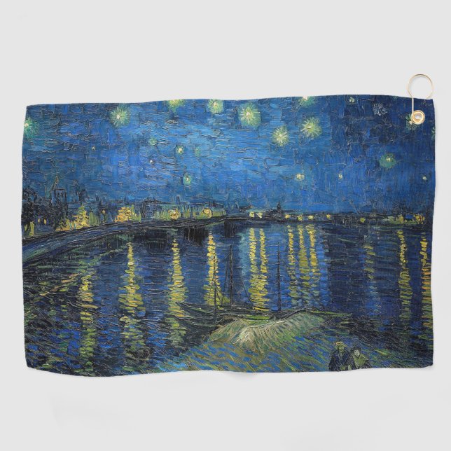 Vincent van Gogh - Starry Night Over the Rhone Golf Towel (Horizontal)