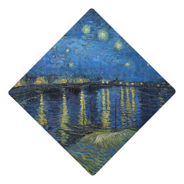 Vincent van Gogh - Starry Night Over the Rhone Graduation Cap Topper (Front)