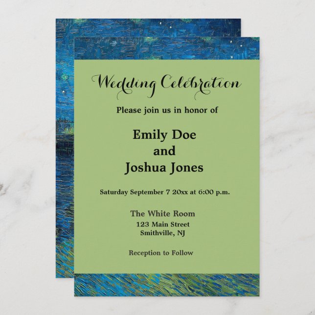 Vincent Van Gogh Starry Night Over the Rhone Invitation (Front/Back)