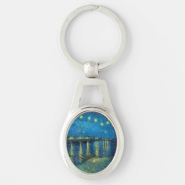 Vincent Van Gogh Starry Night Over the Rhone Keychain (Front)