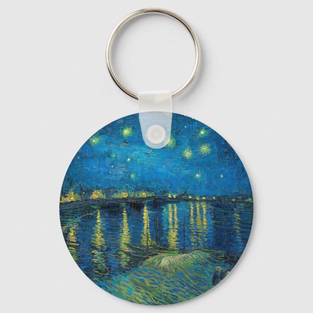 Vincent Van Gogh Starry Night Over the Rhone Keychain (Front)