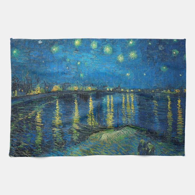 Vincent Van Gogh Starry Night Over the Rhone Kitchen Towel (Horizontal)