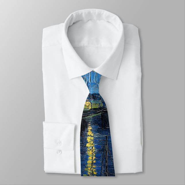 Vincent van Gogh - Starry Night Over the Rhone Neck Tie (Tied)