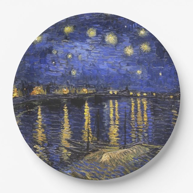 Vincent Van Gogh Starry Night Over The Rhone Paper Plates (Front)