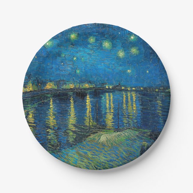 Vincent Van Gogh Starry Night Over the Rhone Paper Plates (Front)